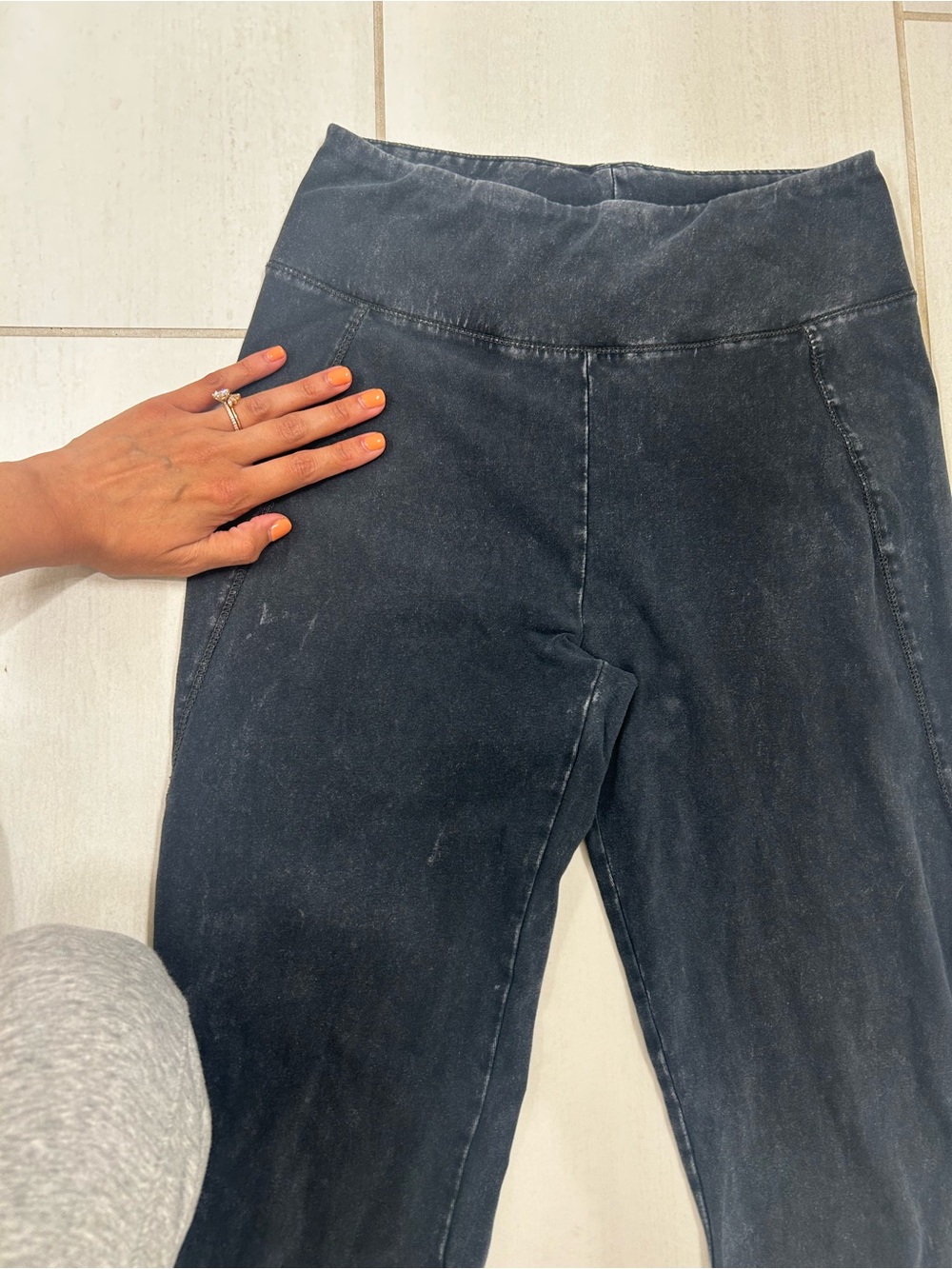 Anthropologie Black Wash Leggings with High Waist